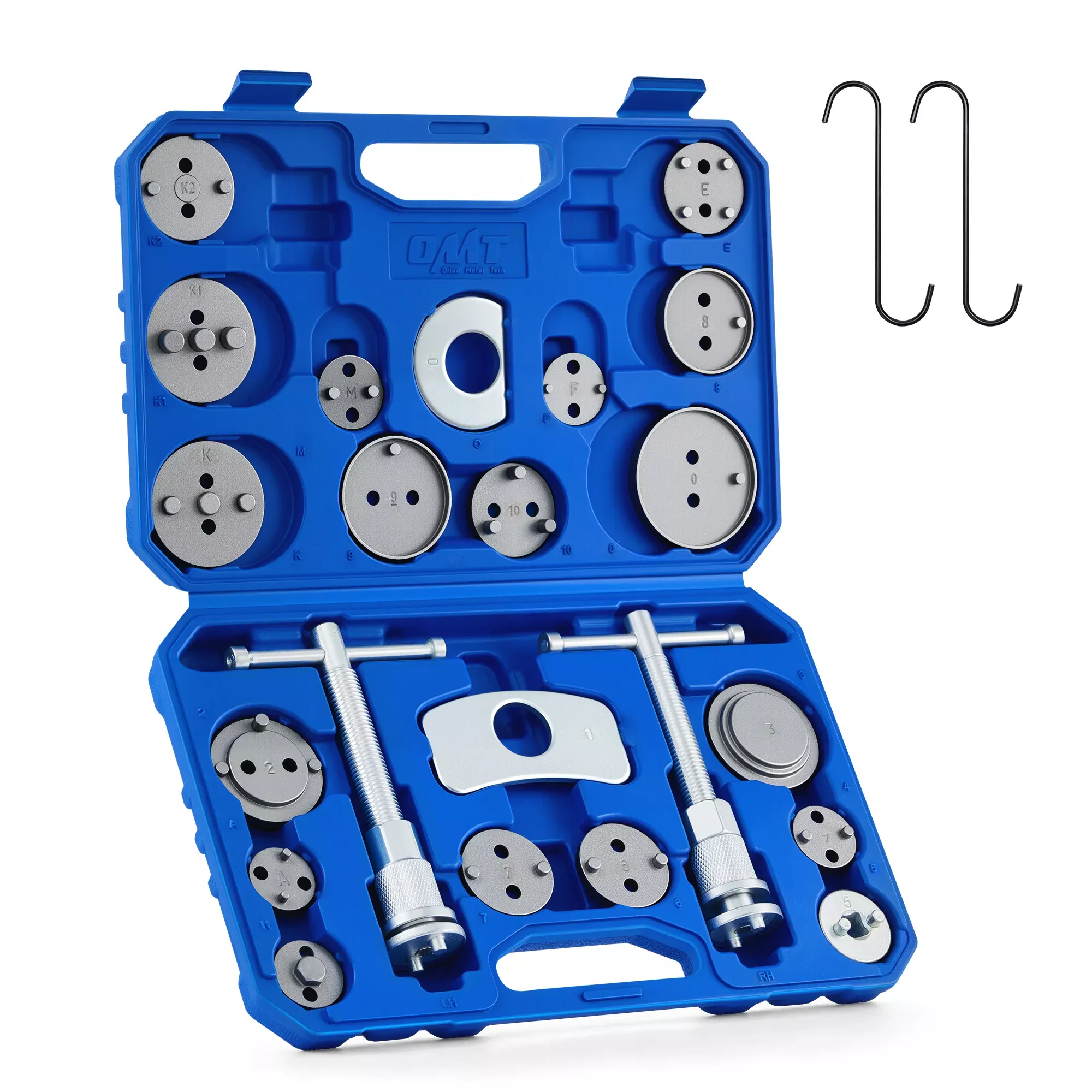 24pc Brake Caliper Compression Tool Set, Heavy Duty Brake Piston Compressor Tool and Wind Back Tool Kit for Brake Pad Replacement, Universal Disc Brake Caliper Tool Set with Blue Case