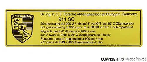 Porsche Timing Decal - 911 78-83 930-006-510-00